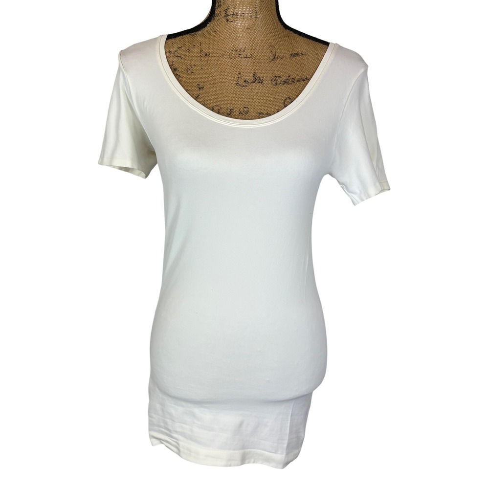 Soma Shapewear Tee Basic White Scoop Neck Short Sleeve Slim Compression Medium